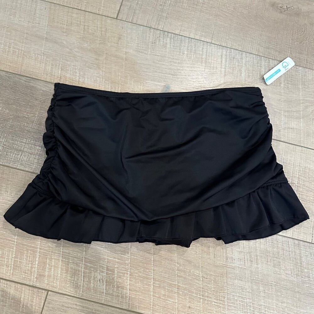 NEW DIRECTIONS WOMENS BLACK SWIM SKIRT NEW SIZE LARGE